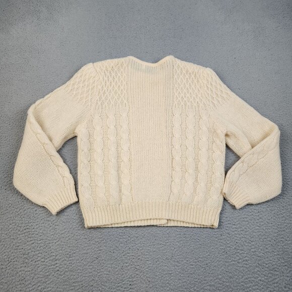 Vtg Robert Scott Ltd Shetland Wool Cable Knit Floral Button Sweater Size 38 Med - Picture 8 of 10